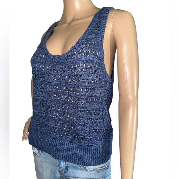 Old Navy Blue Sweater Ribbed Tank Top size Large - Picture 4 of 7